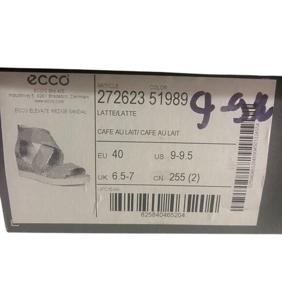 Ecco Womens Tan Leather Wedge Sandals Sz 40/9.5 w/ Zipper Cushioned Comfort NIB - Picture 8 of 8